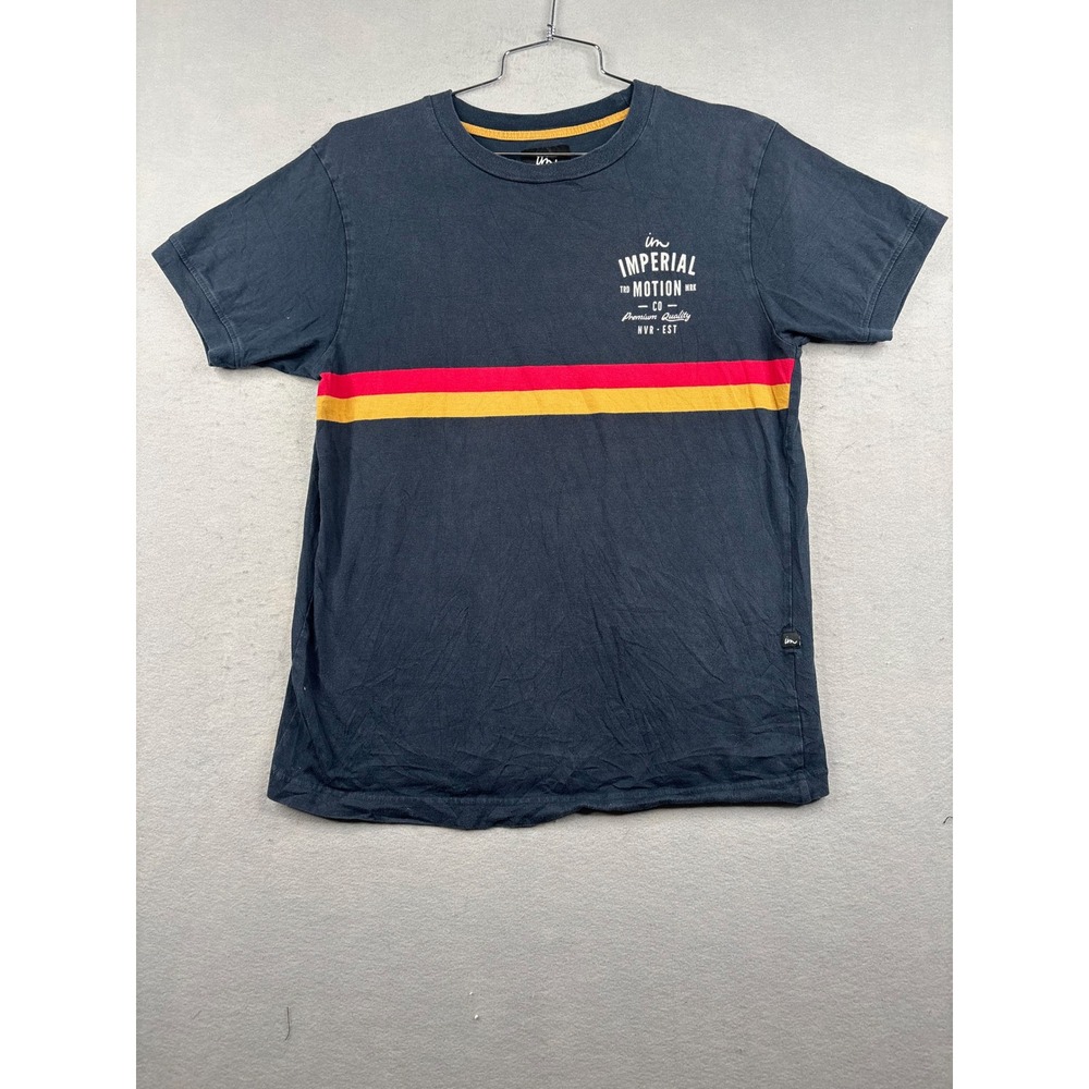 Imperial Motion Mens Graphic T-Shirt Black Red Yellow Stripe Short Sleeve M